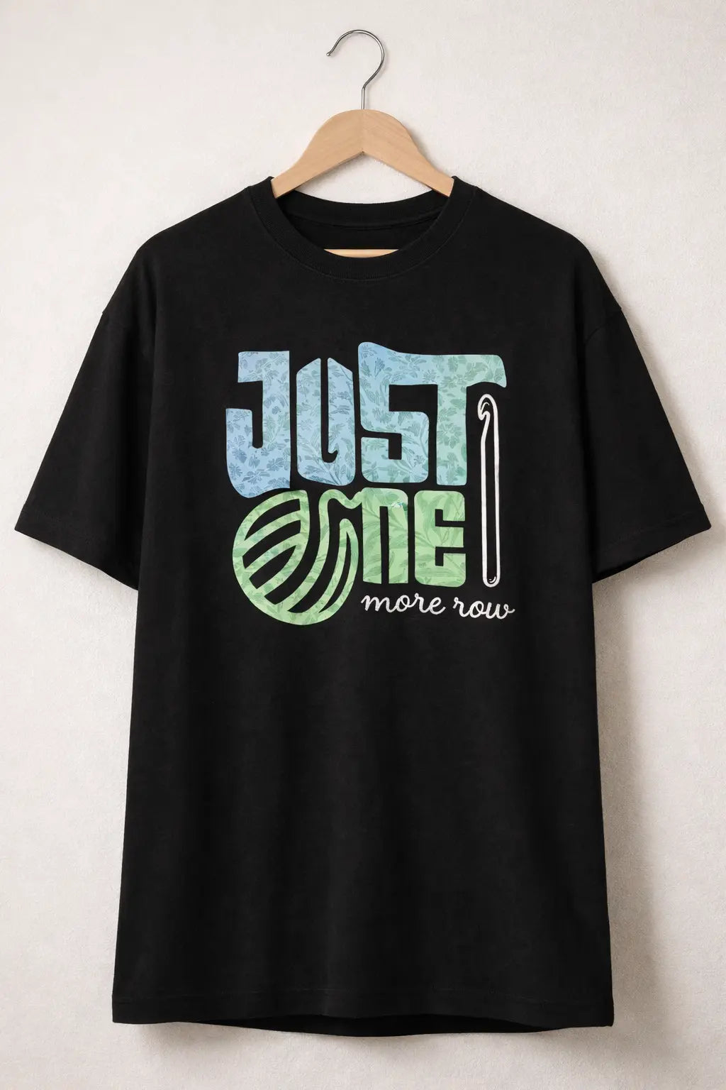 Just one more row Black Oversized T-Shirt for crochet artists hermoza india