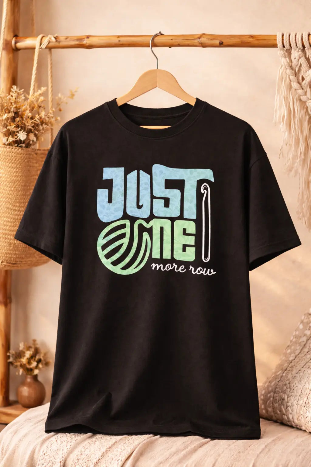 Just one more row Black Oversized T-Shirt for crochet artists hermoza india