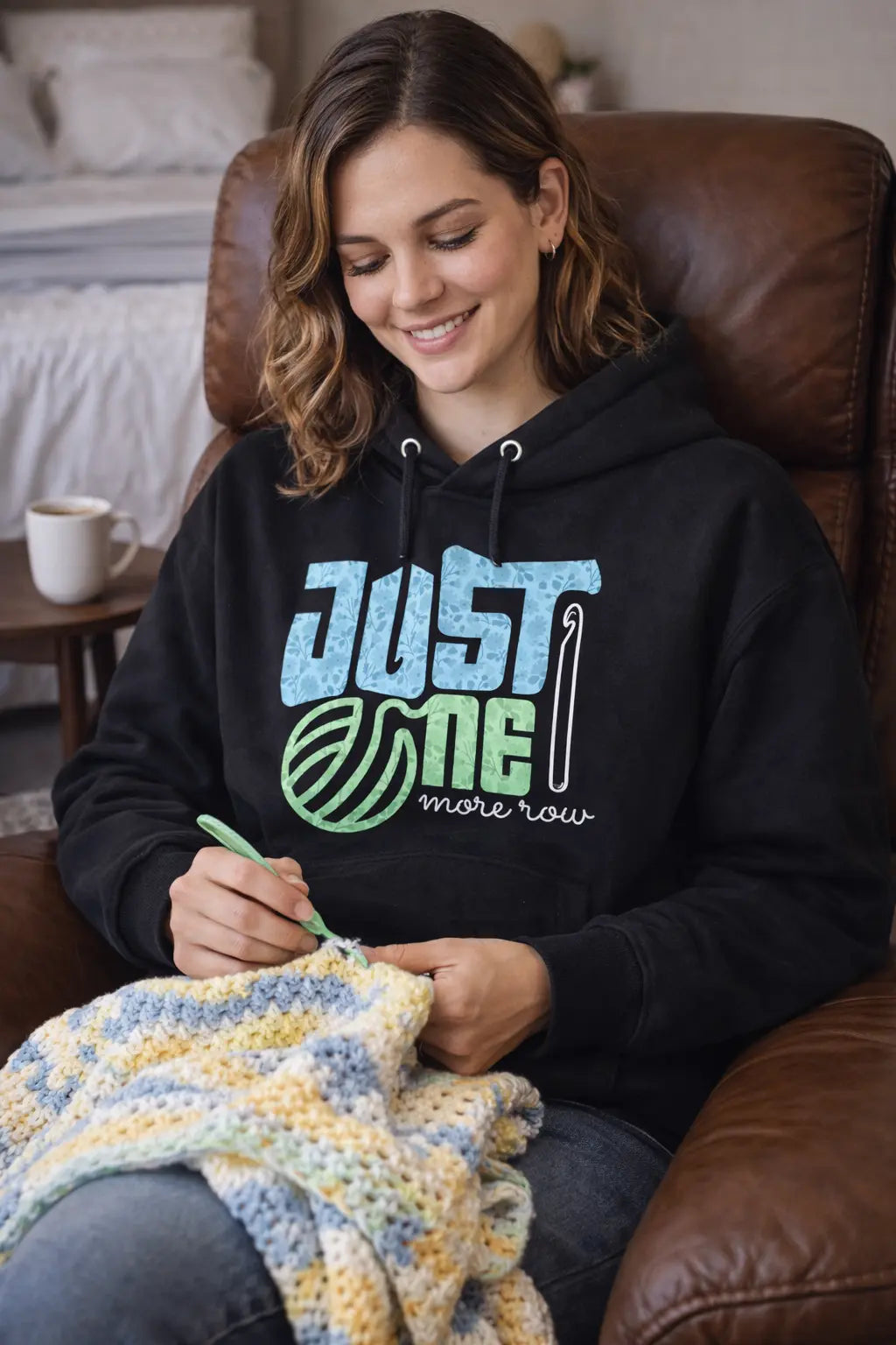 Just One More Row Black Oversized Hoodie