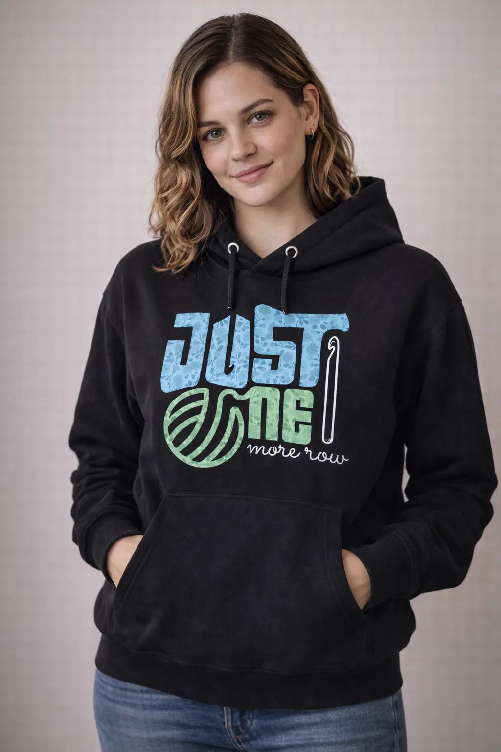 Just One More Row Black Oversized Hoodie