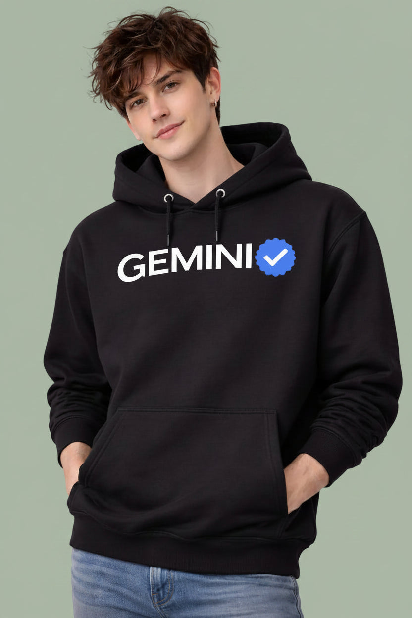 Gemini Detailed black drop shoulder hoodie