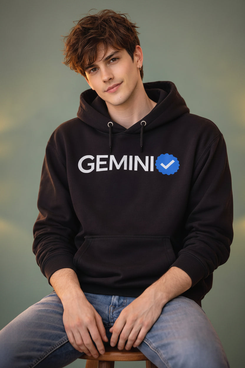 Gemini Detailed black drop shoulder hoodie