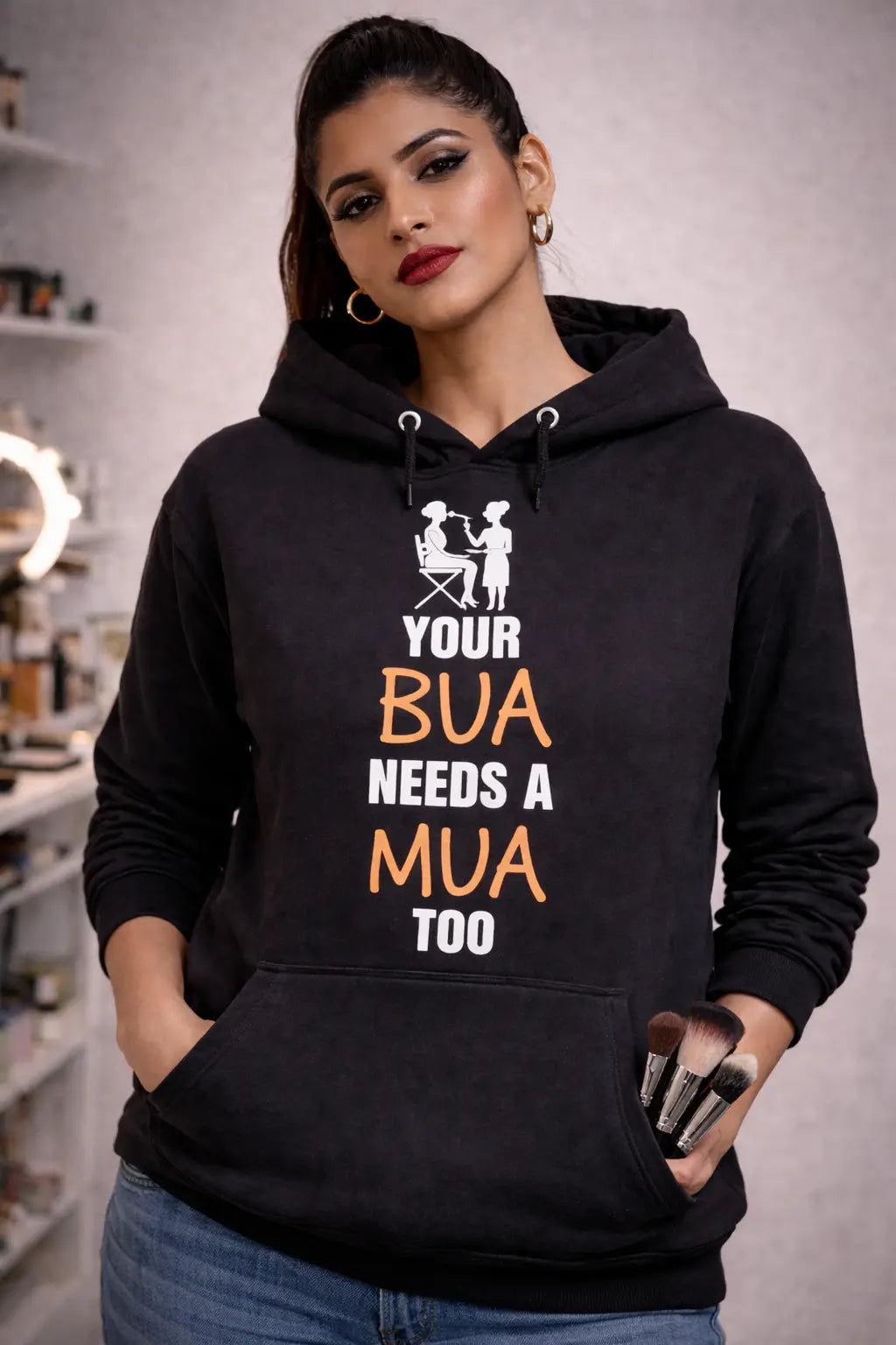 Your Bua needs a MUA Black Hoodie for make up artists