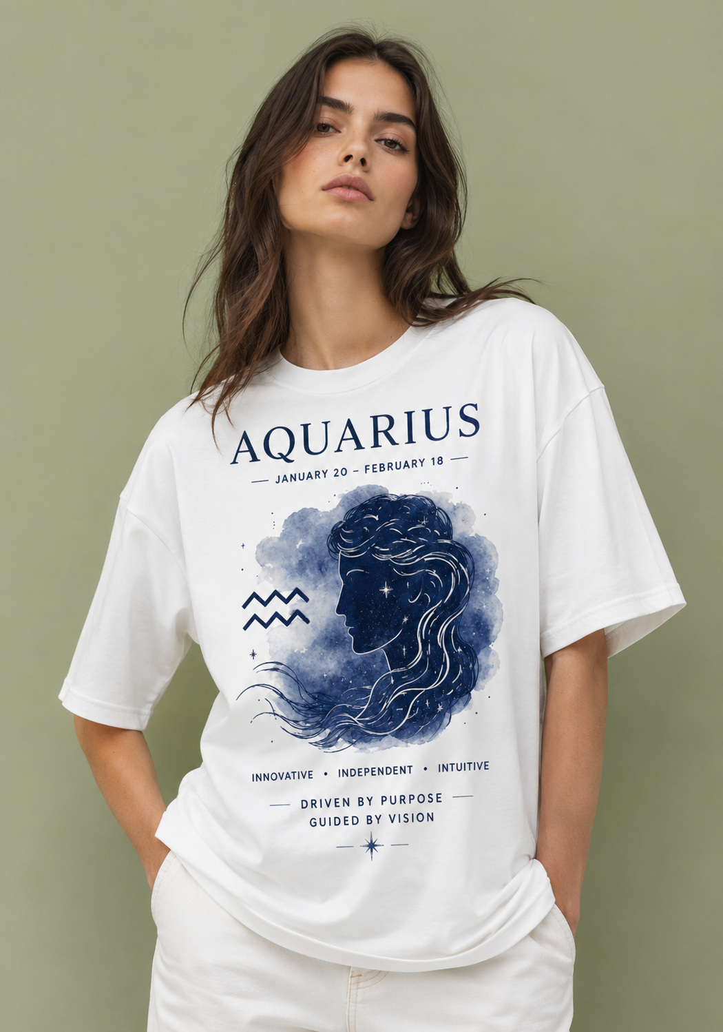 Aquarius Visionary Premium Oversized Zodiac T-Shirt