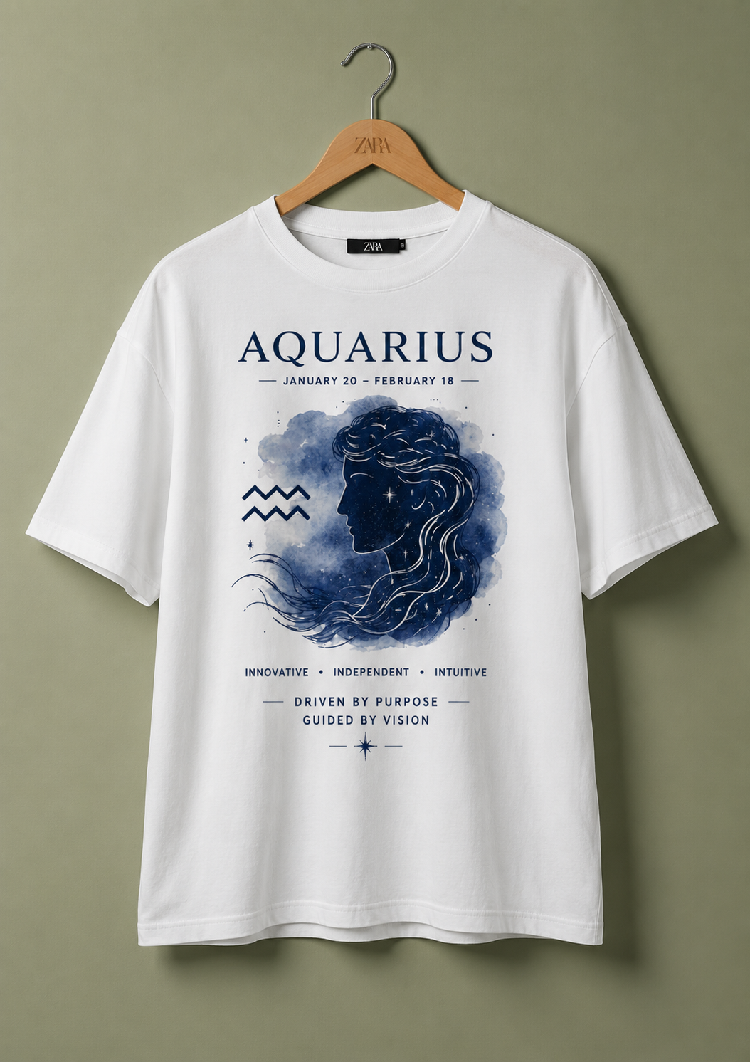 Aquarius Visionary Premium Oversized Zodiac T-Shirt