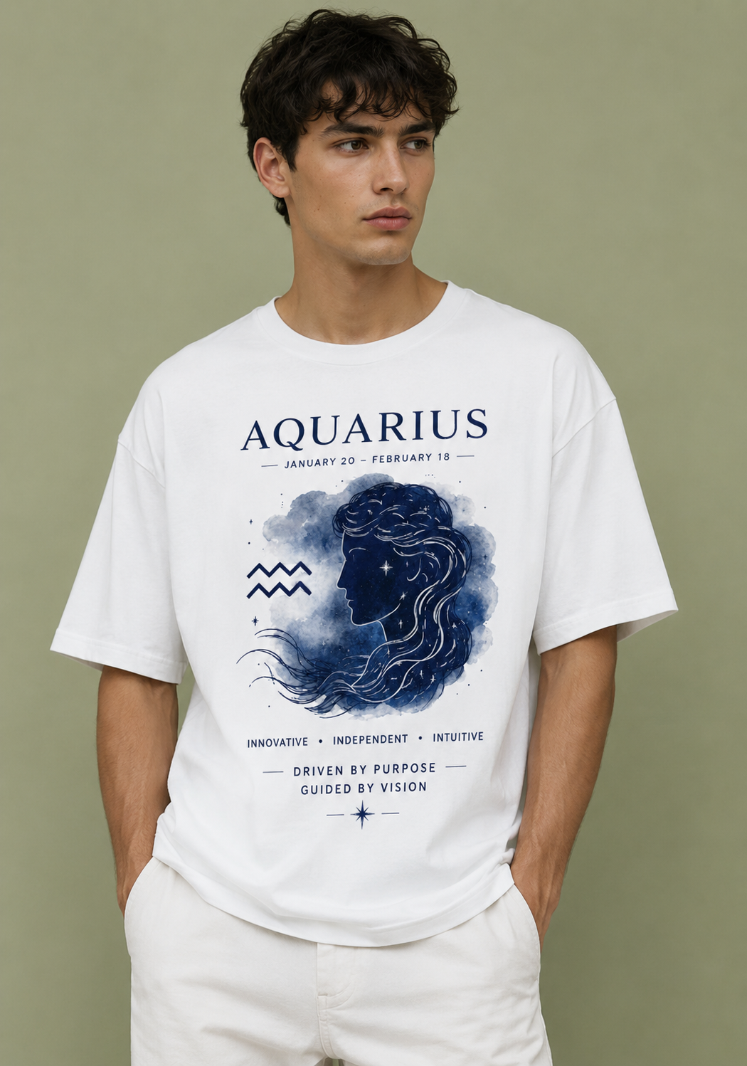 Aquarius Visionary Premium Oversized Zodiac T-Shirt