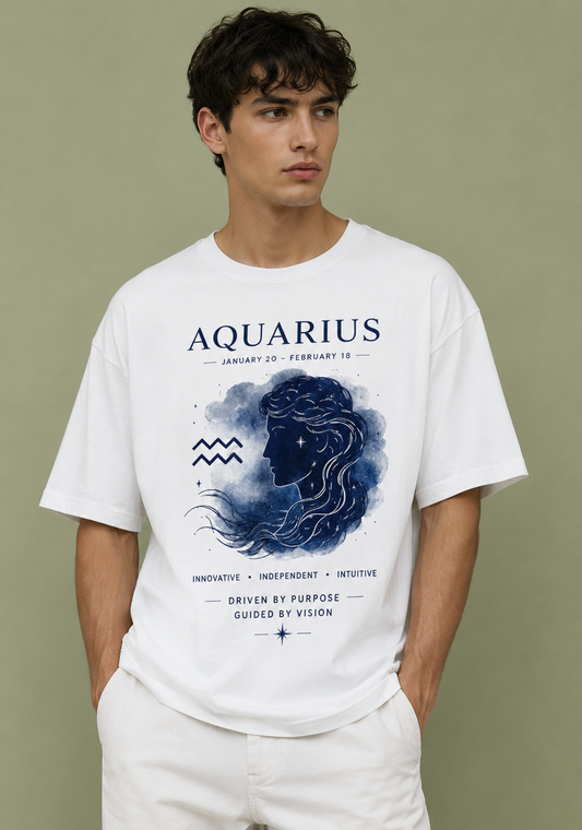 Aquarius Visionary Premium Oversized Zodiac T-Shirt
