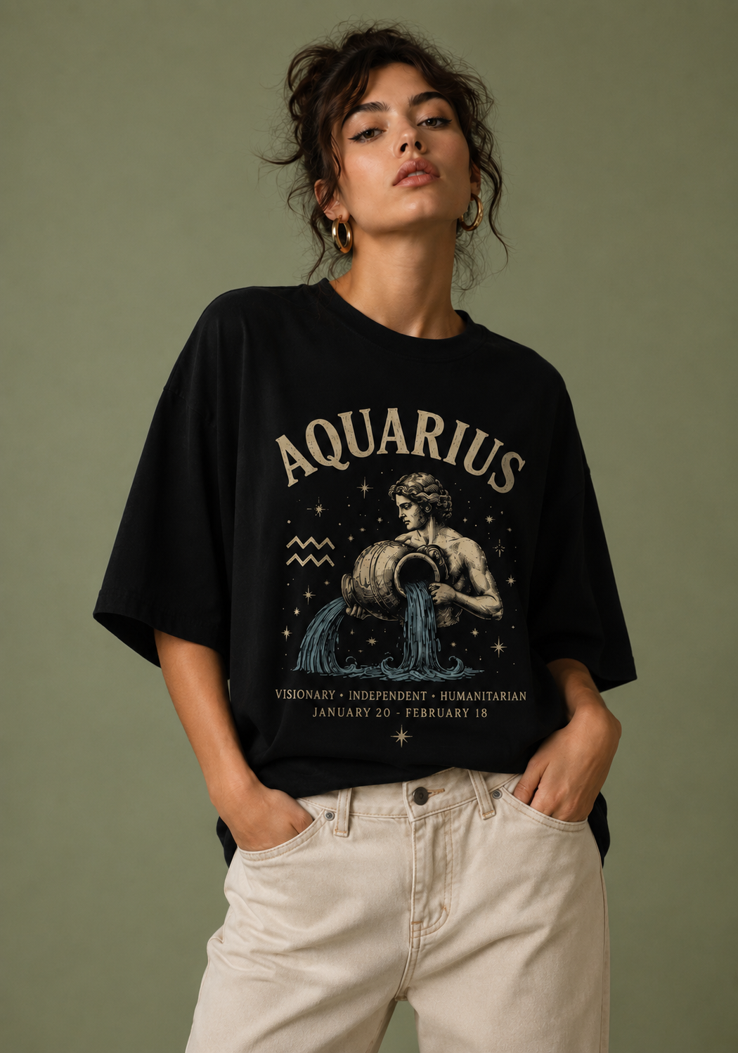 Aquarius Zodiac Premium Oversized Zodiac T-Shirt