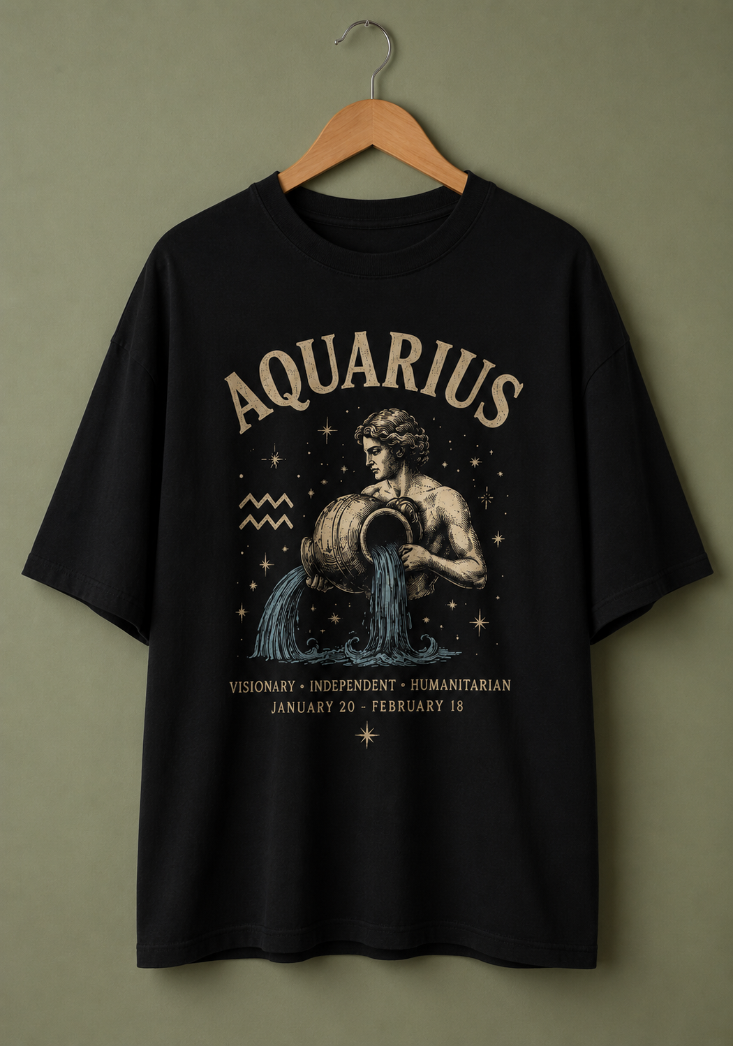 Aquarius Zodiac Premium Oversized Zodiac T-Shirt