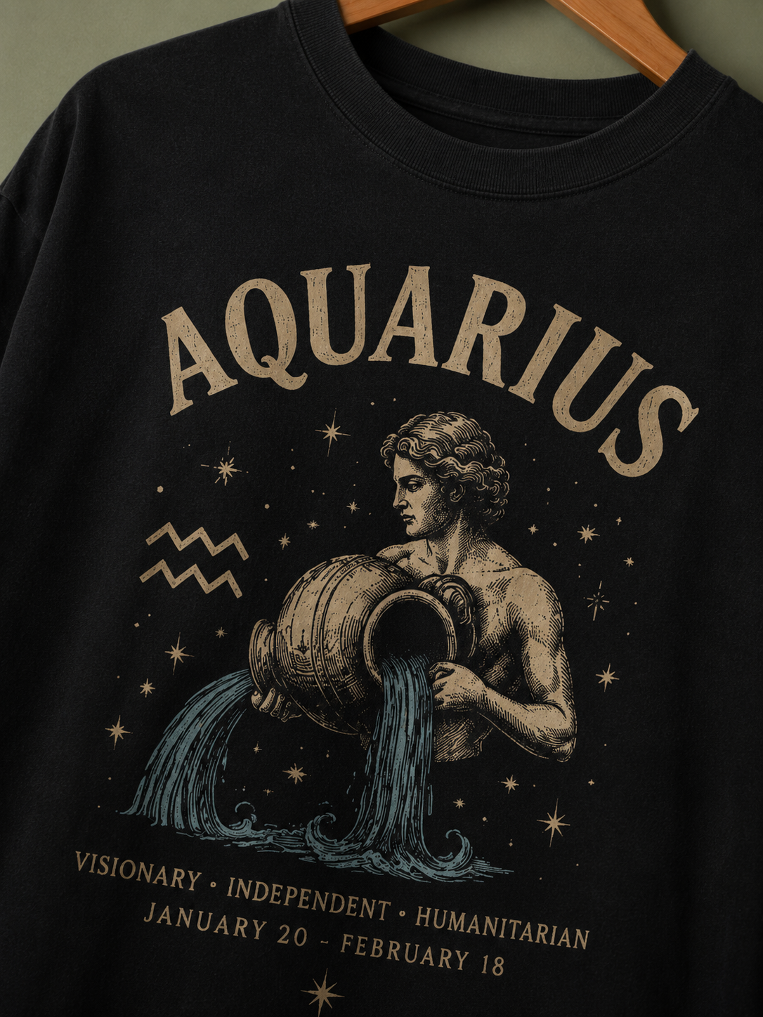 Aquarius Zodiac Premium Oversized Zodiac T-Shirt