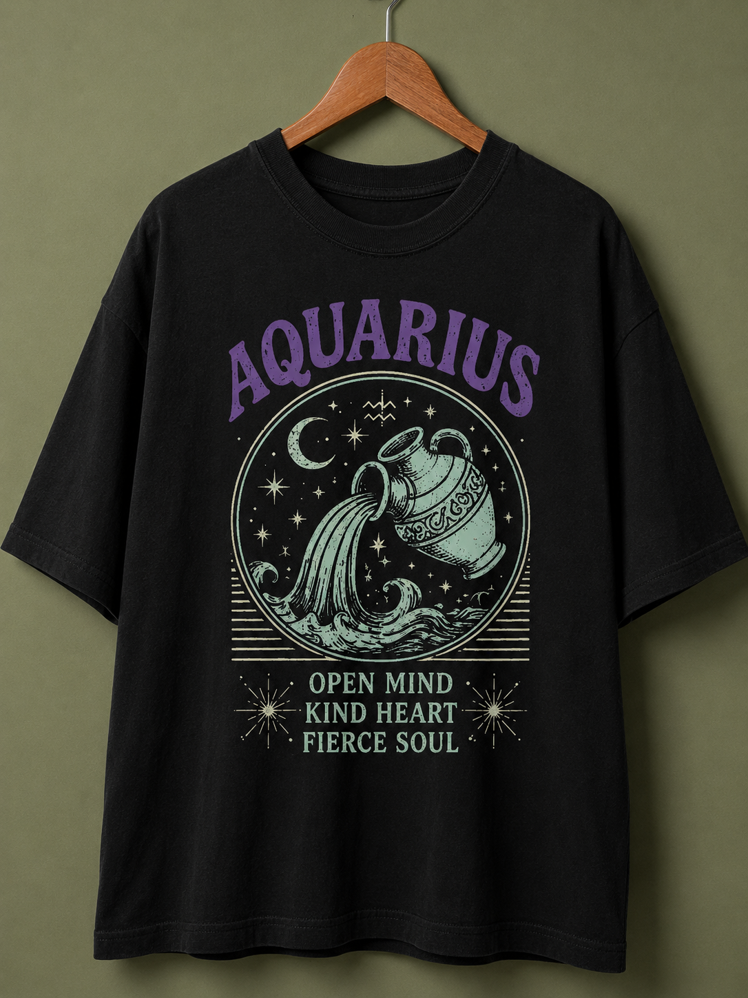 Aquarius Open Mind Premium Oversized Zodiac T-Shirt