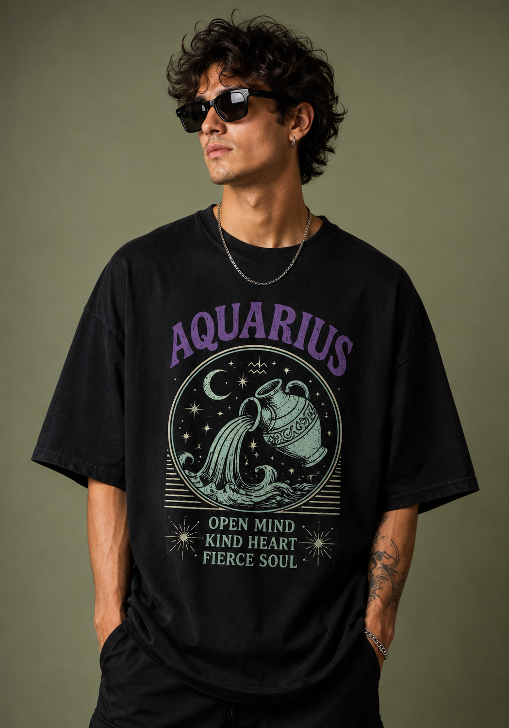 Aquarius Open Mind Premium Oversized Zodiac T-Shirt