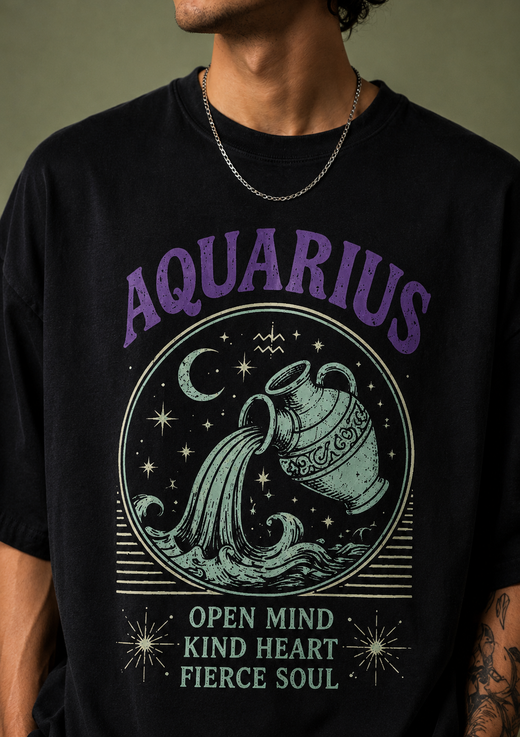 Aquarius Open Mind Premium Oversized Zodiac T-Shirt