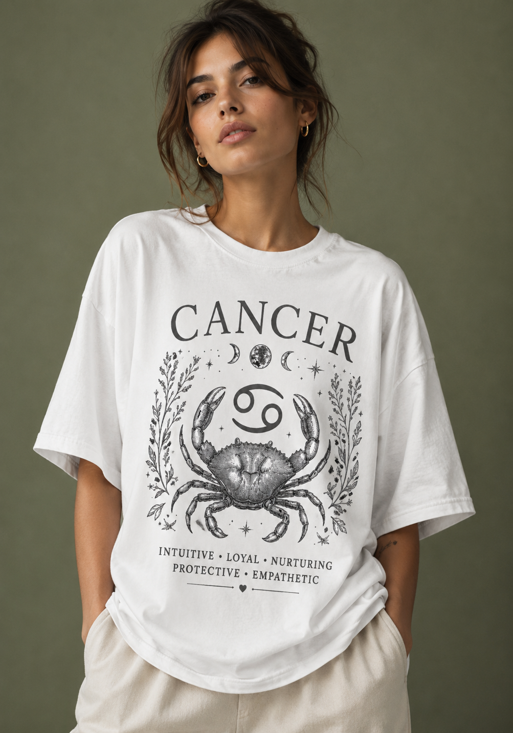Cancer Moonlight Premium Oversized Zodiac T-Shirt