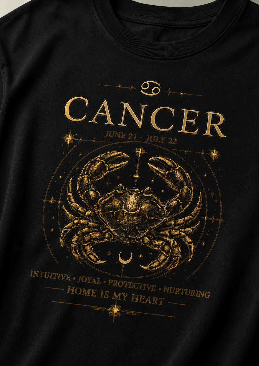 Cancer Home Is My Heart Premium Oversized Zodiac T-Shirt