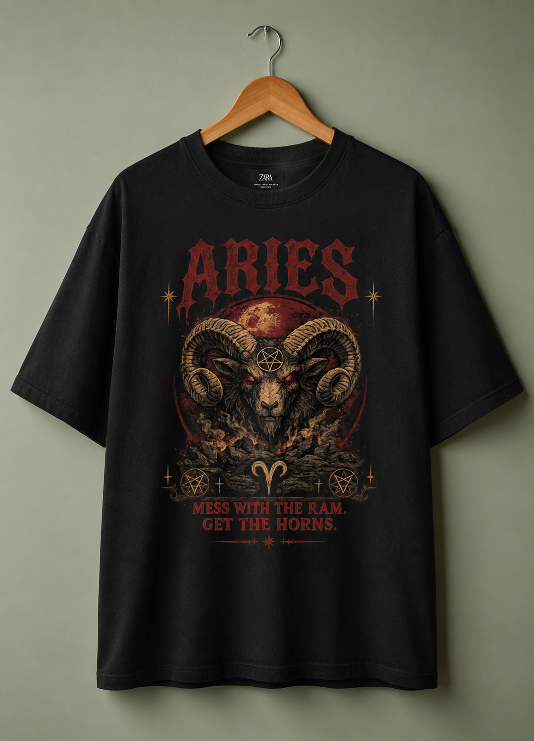 Aries Dark Zodiac Premium Oversized T-Shirt