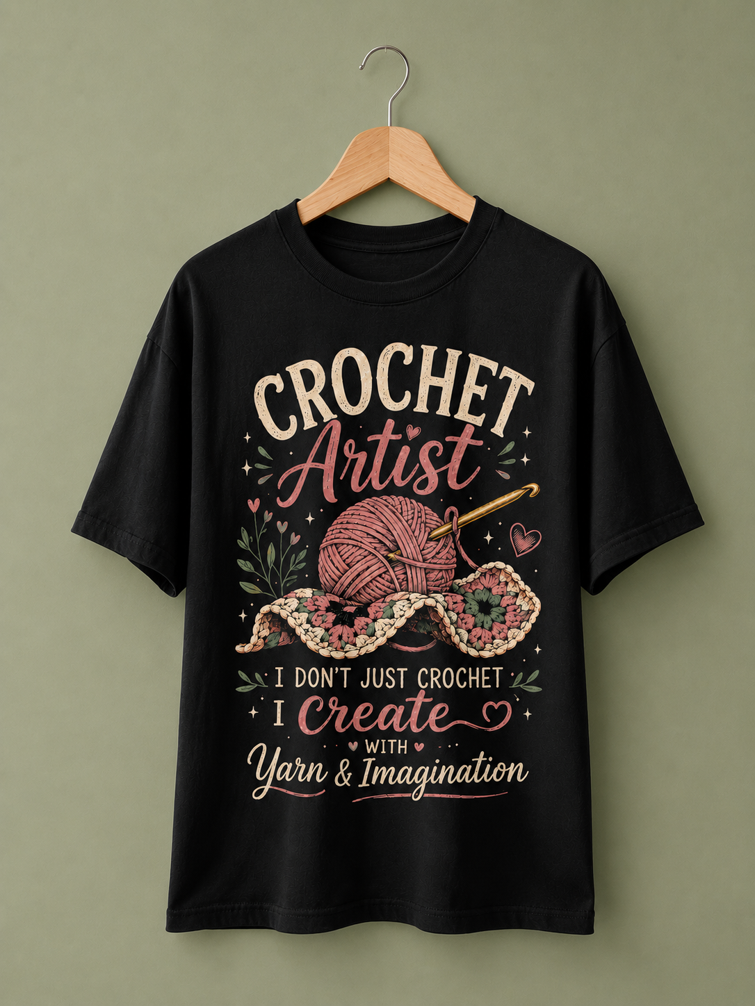 Crochet Artist- Yarn Imagination - black Oversized T-Shirt