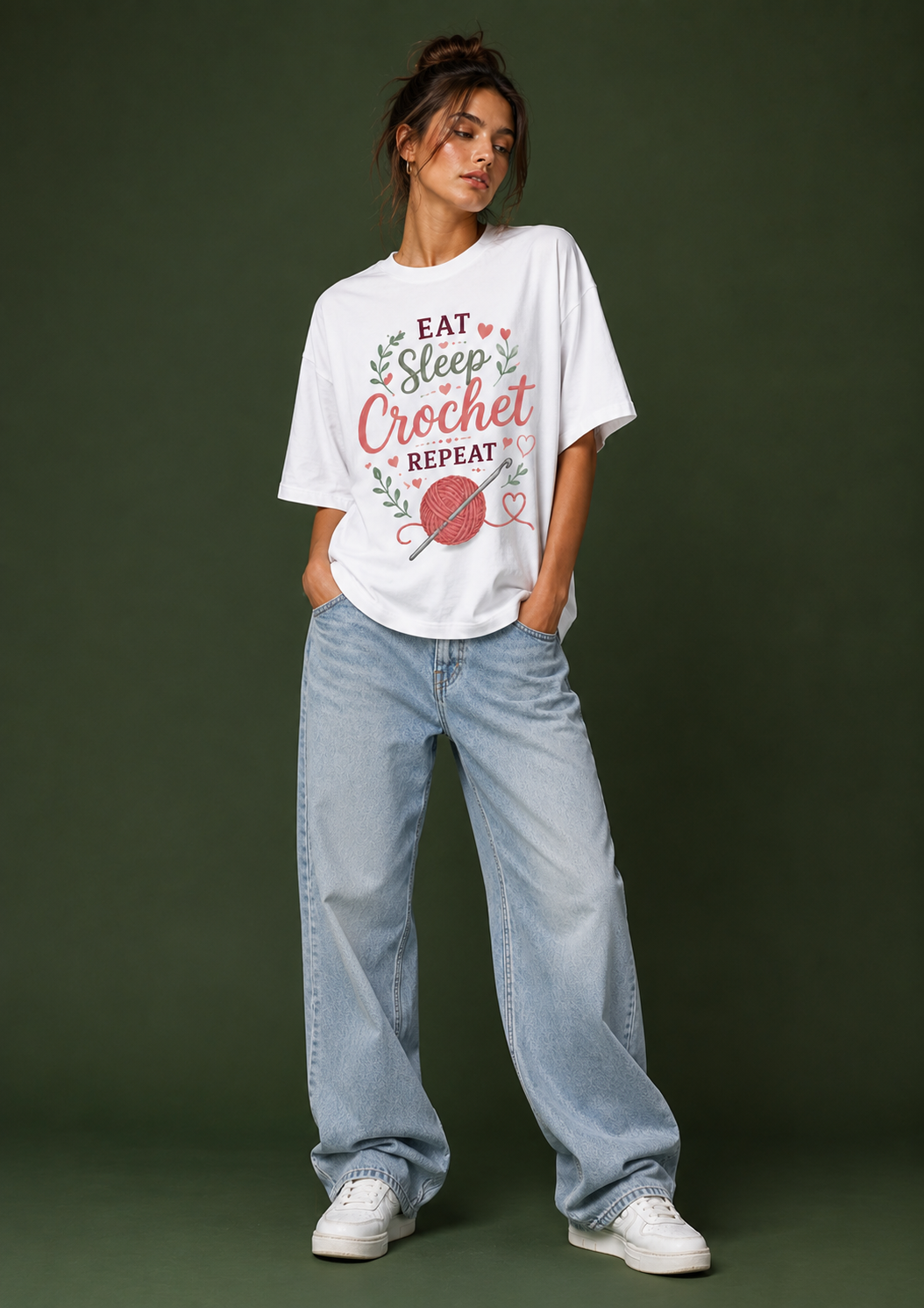 Eat Sleep Crochet Repeat Premium Oversized T-Shirt