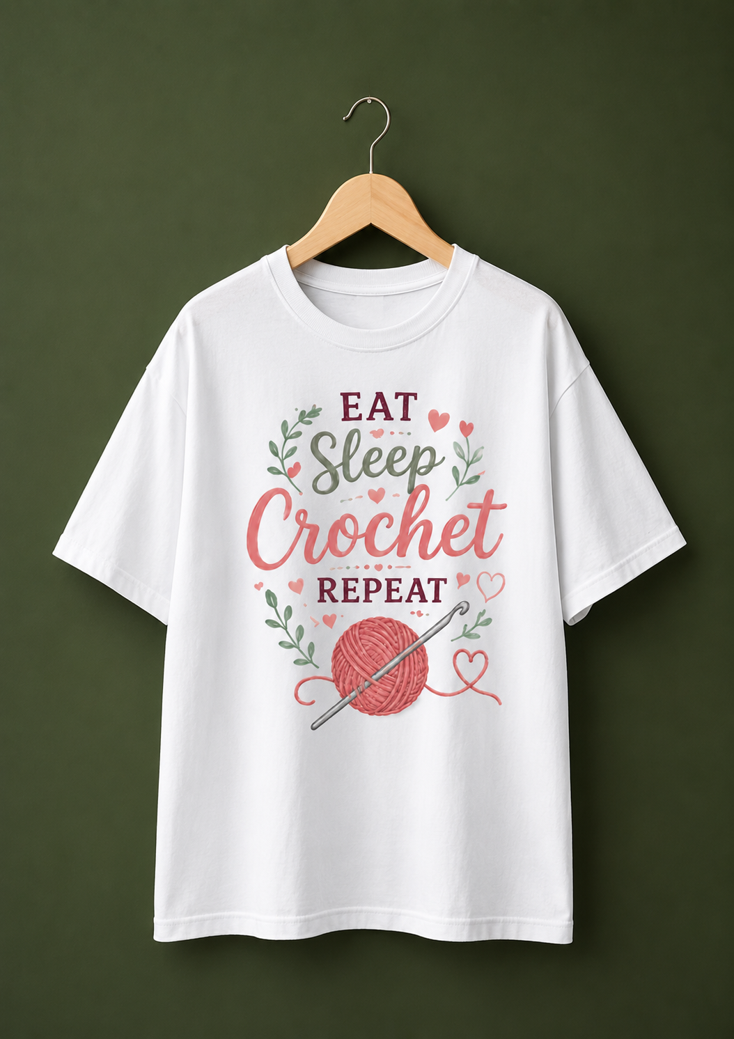 Eat Sleep Crochet Repeat Premium Oversized T-Shirt