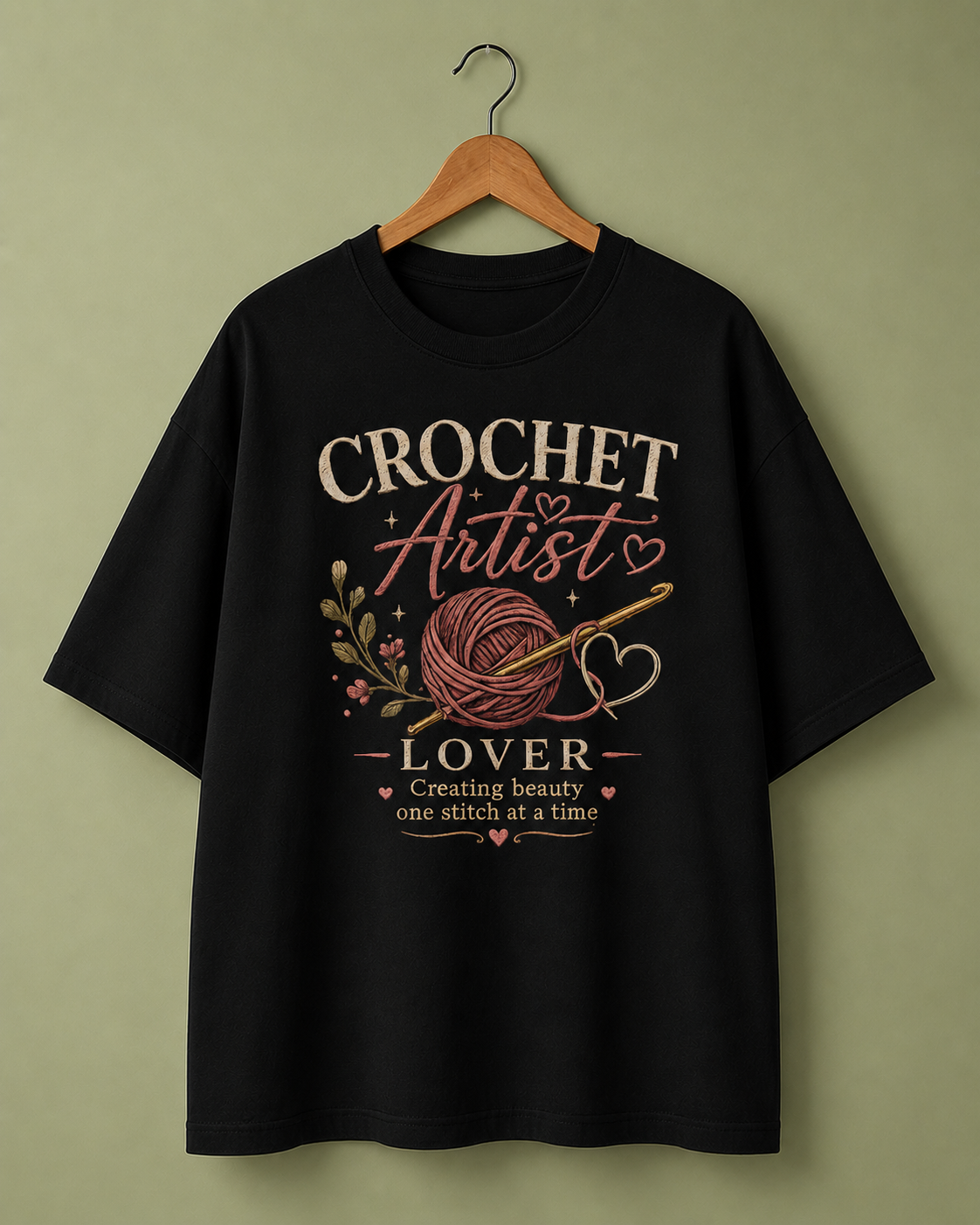 Crochet Artist Lover Premium Oversized T-Shirt hermoza india
