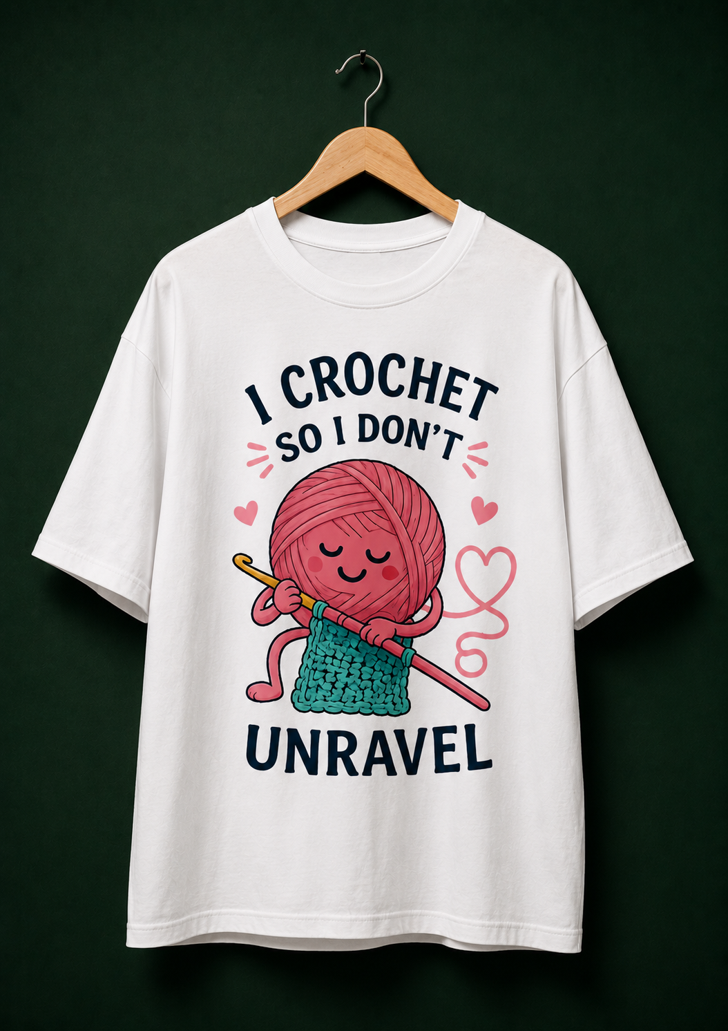 Crochet Artist Unravel Premium White Oversized T-Shirt