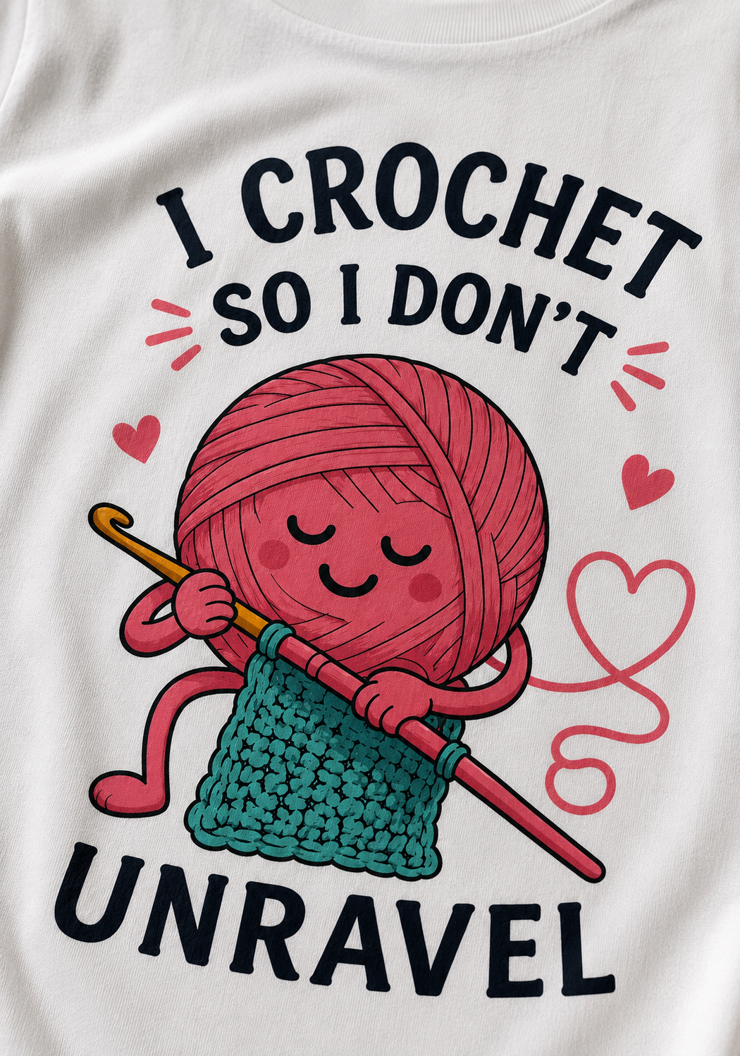 Crochet Artist Unravel Premium White Oversized T-Shirt