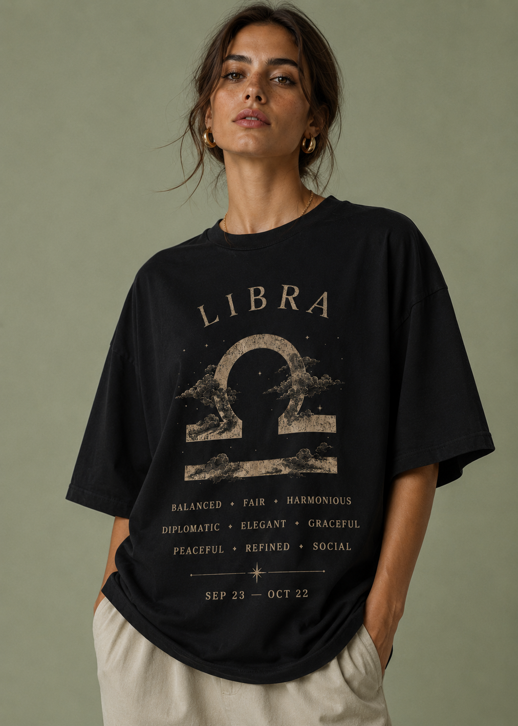 Libra Celestial Premium Oversized Zodiac T-Shirt