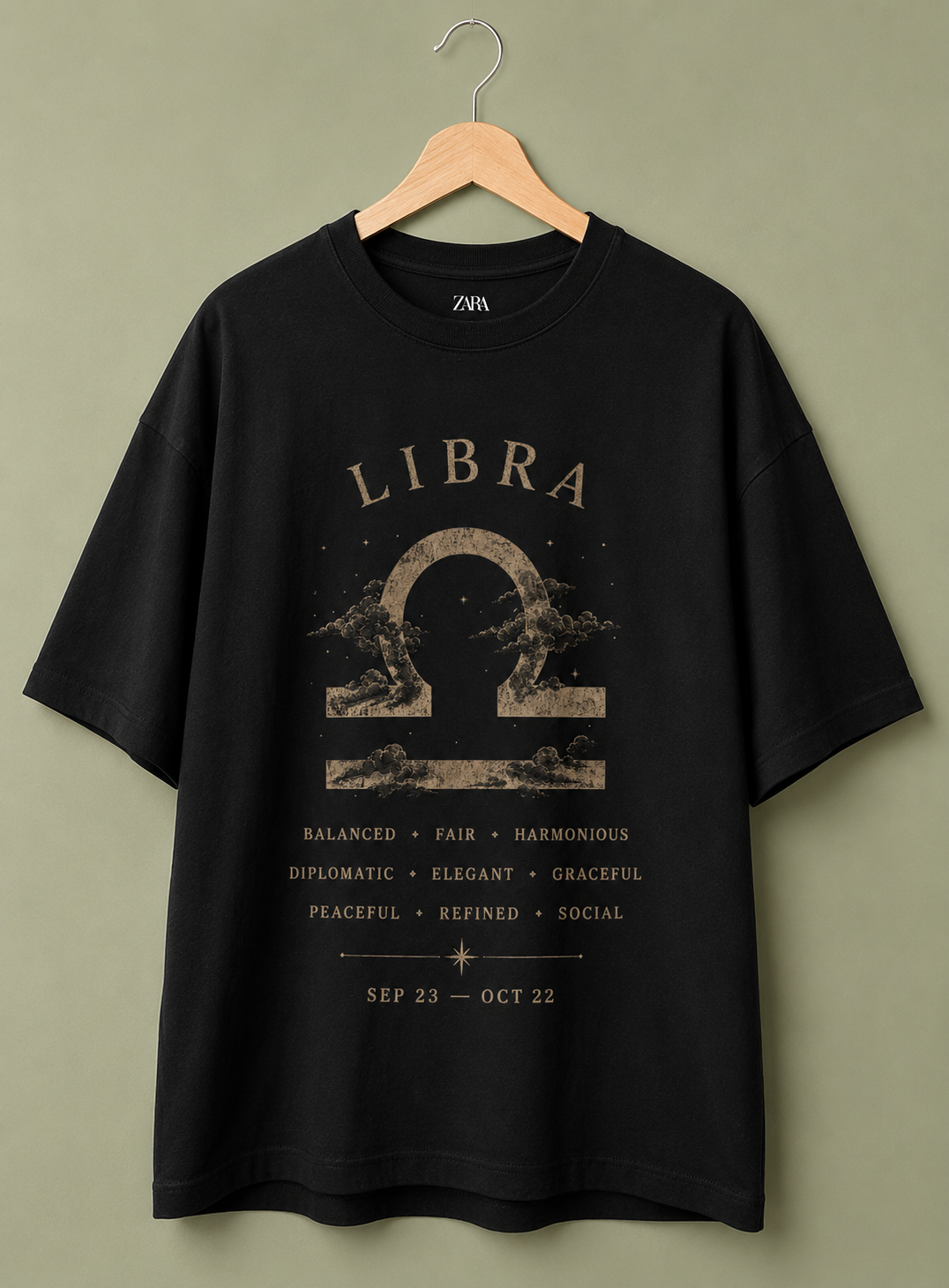 Libra Celestial Premium Oversized Zodiac T-Shirt