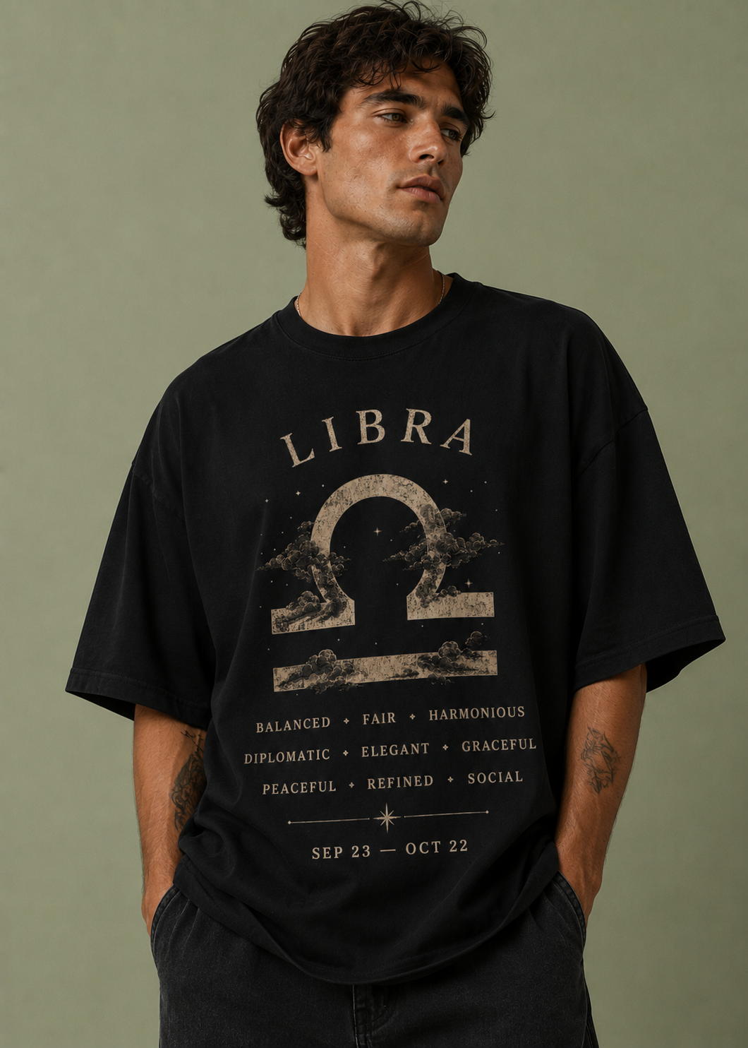 Libra Celestial Premium Oversized Zodiac T-Shirt
