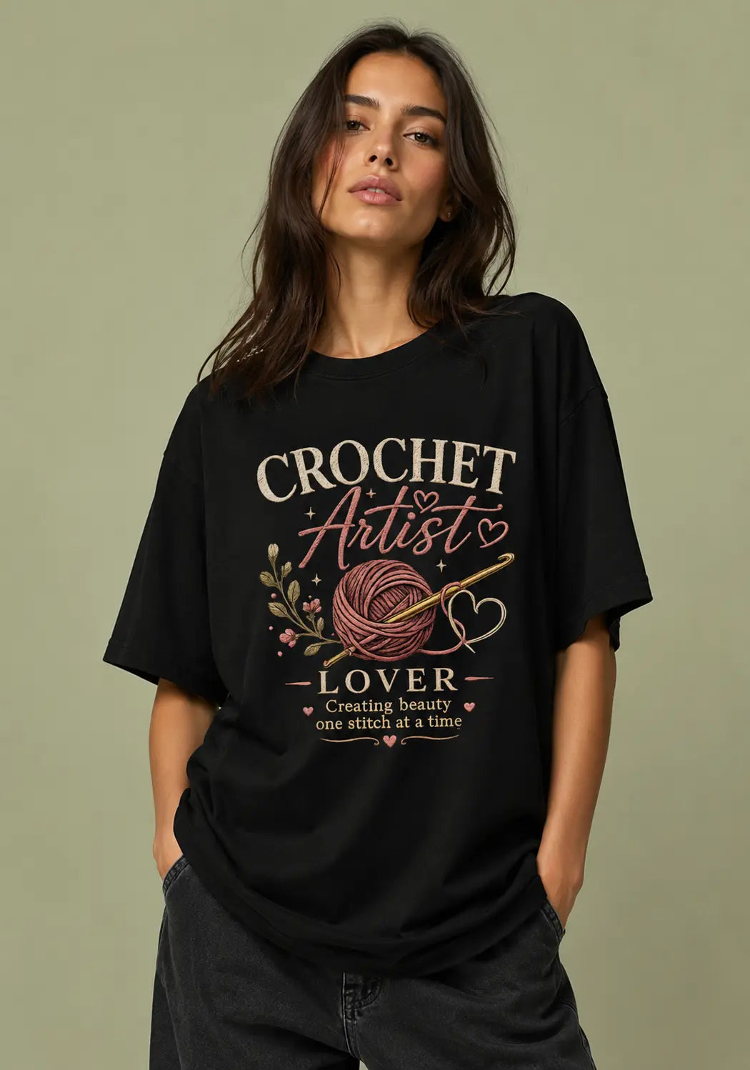 Crochet Artist Lover Oversized Tshirt