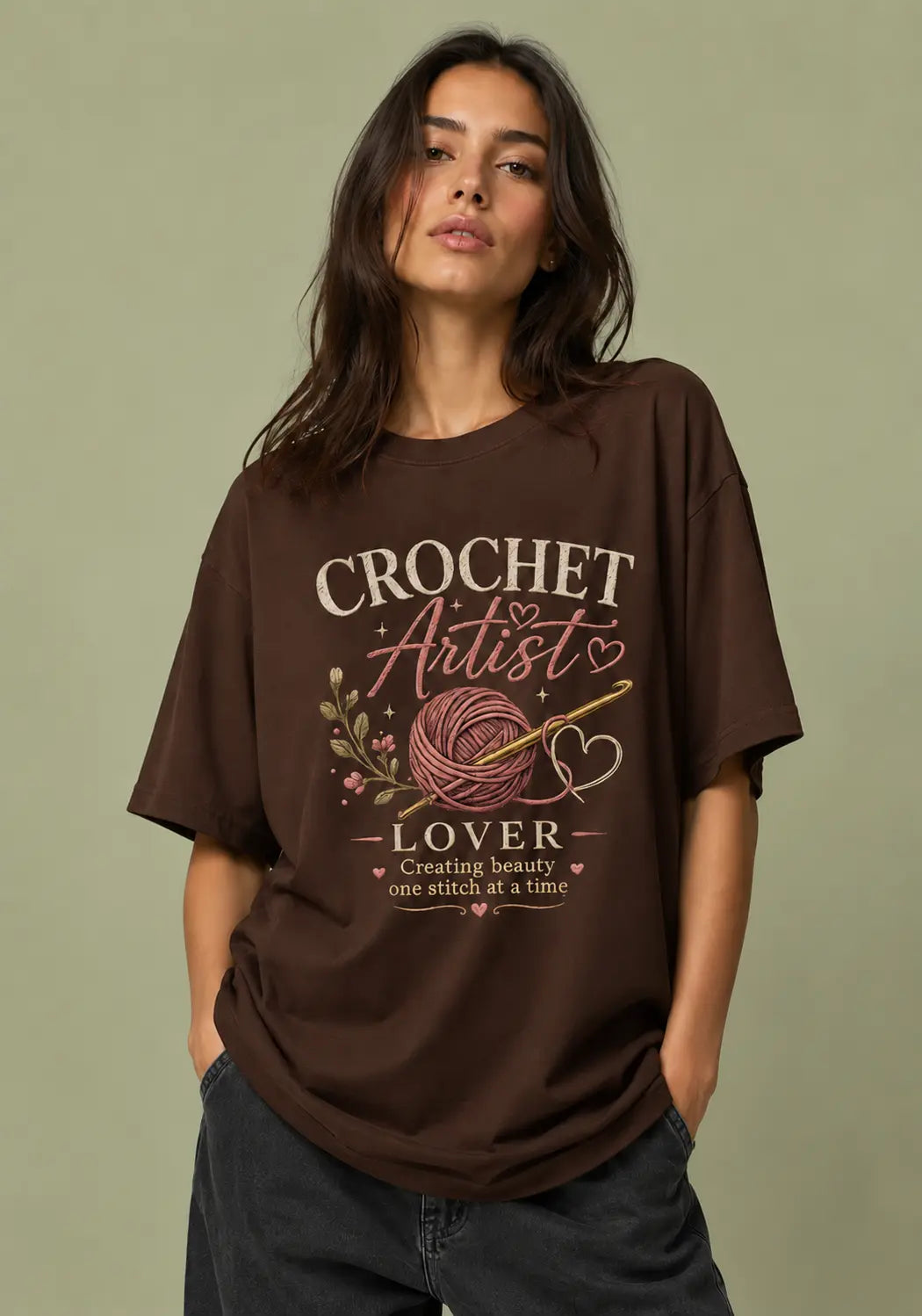 Crochet Artist Lover Oversized Tshirt