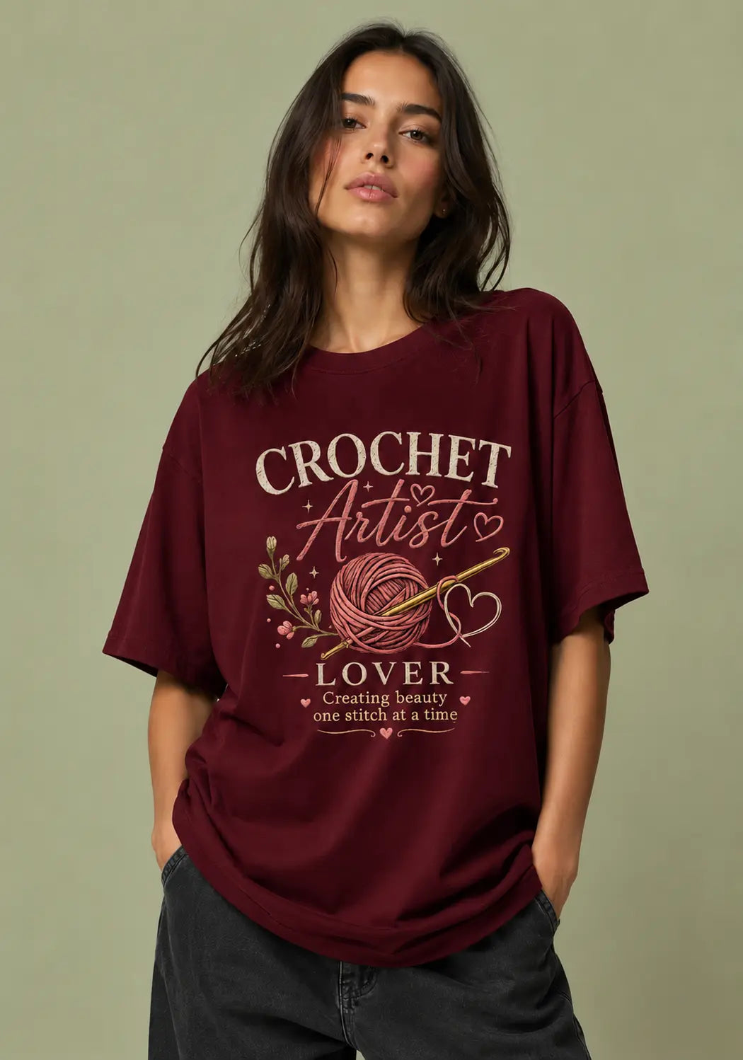 Crochet Artist Lover Oversized Tshirt