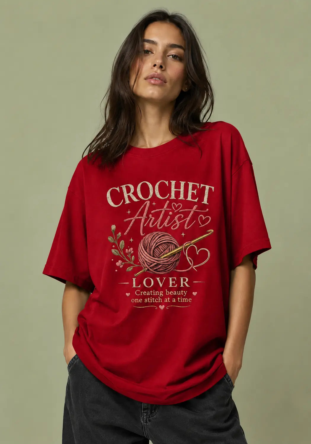 Crochet Artist Lover Oversized Tshirt