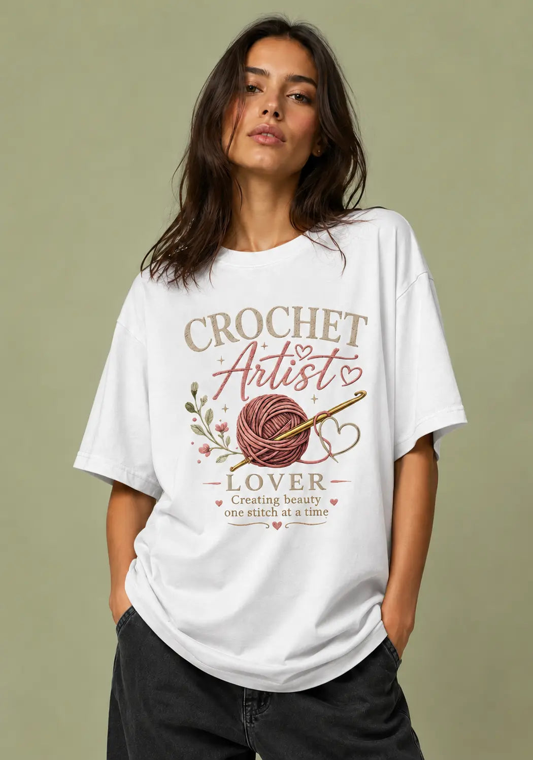 Crochet Artist Lover Oversized Tshirt
