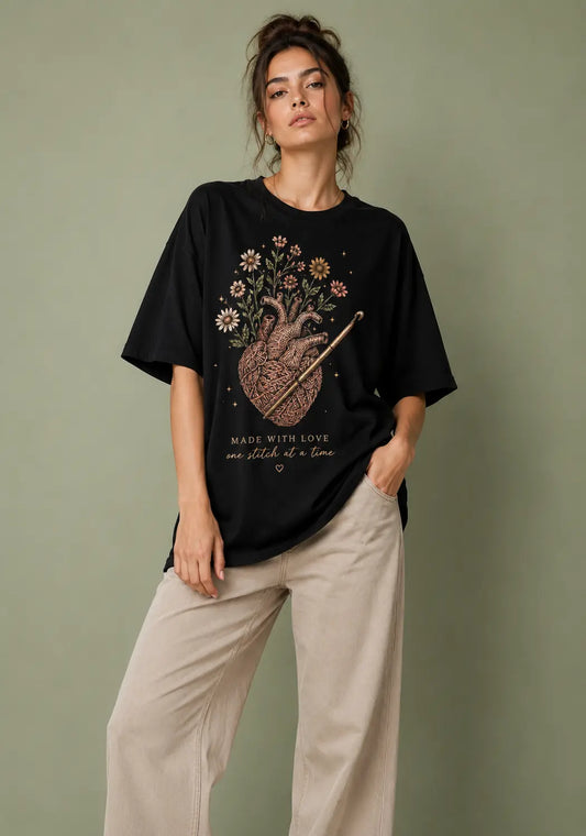Flowery Heart Oversized T-Shirt