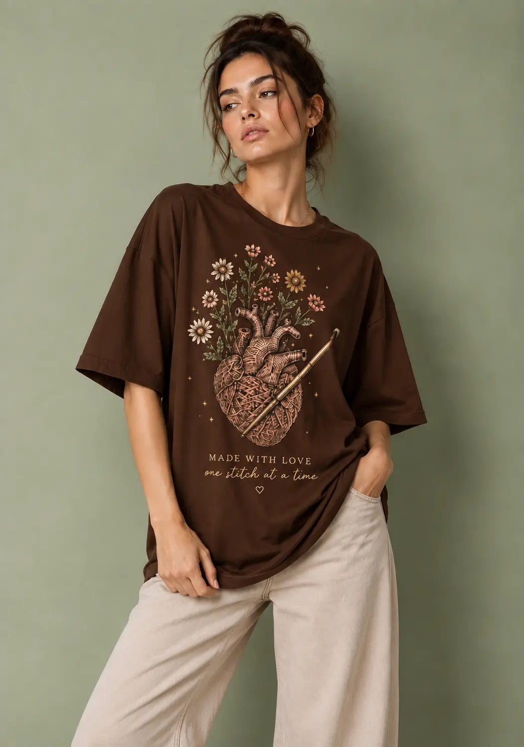 Flowery Heart Oversized T-Shirt