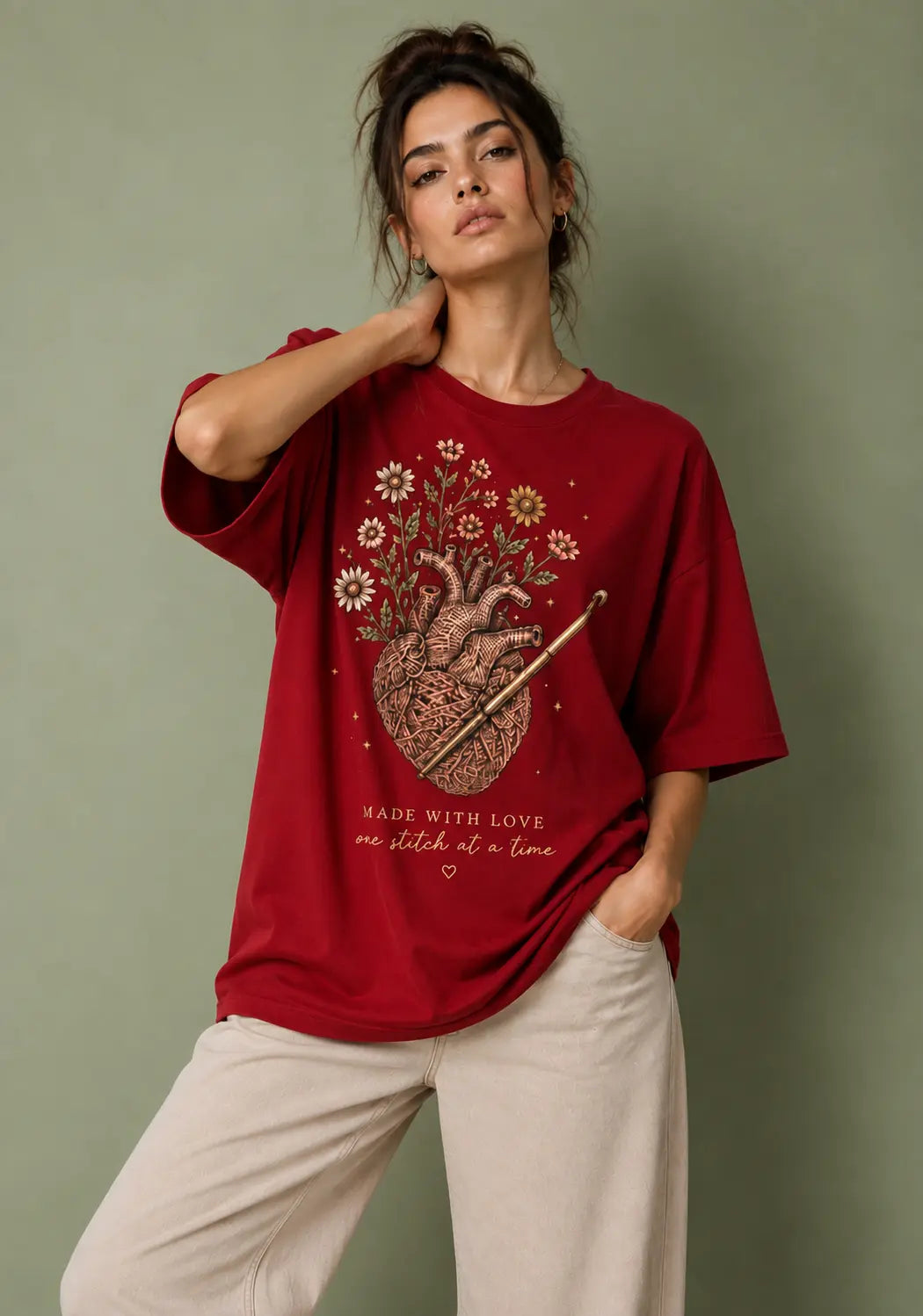 Flowery Heart Oversized T-Shirt