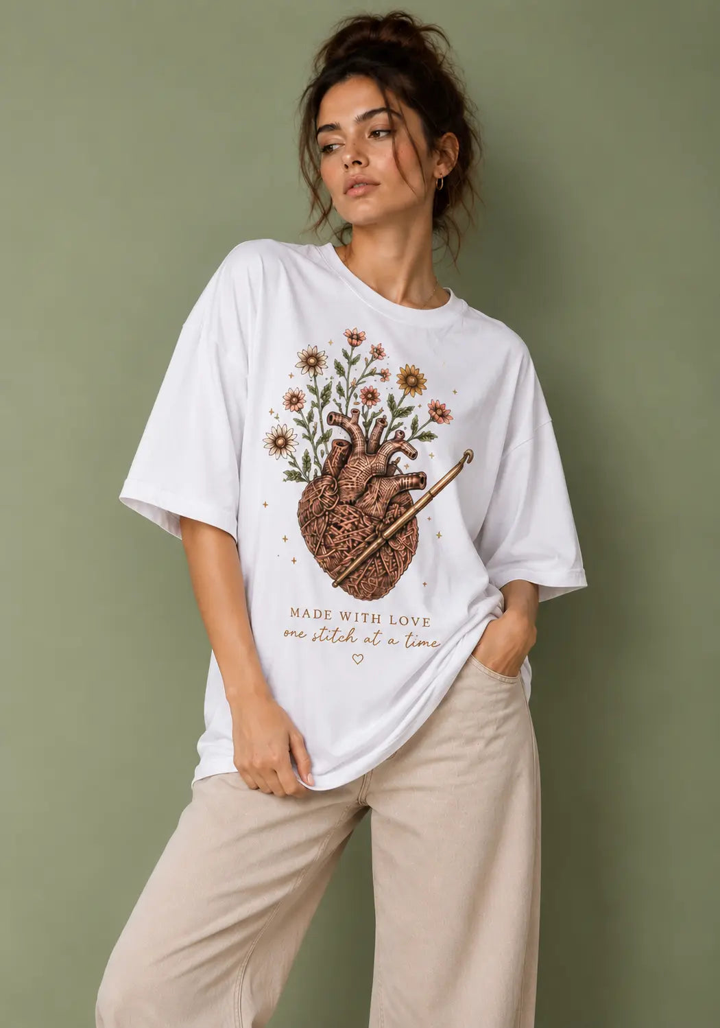 Flowery Heart Oversized T-Shirt