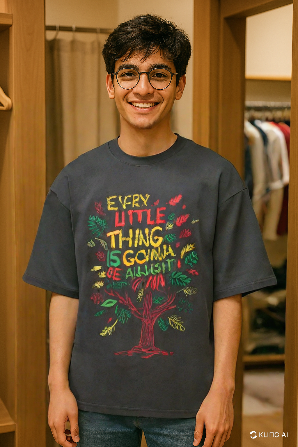 Oversized Terry Cotton T-Shirt for Men and Women - Everything Will Be All right