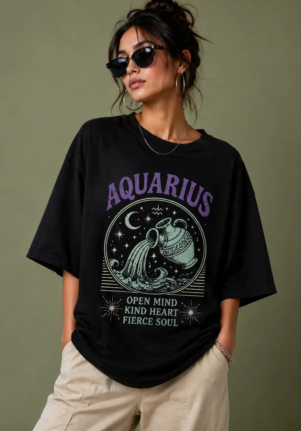 Aquarius Open Mind Kind Heart Oversized T-Shirt