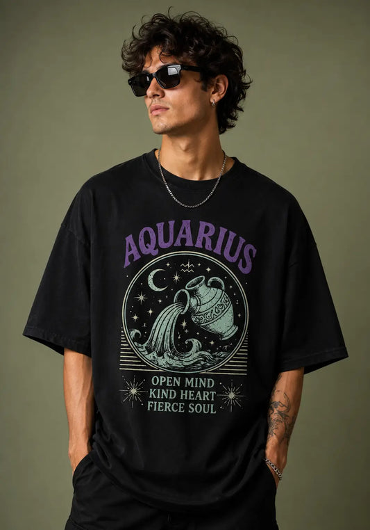 Aquarius Open Mind Kind Heart Oversized T-Shirt