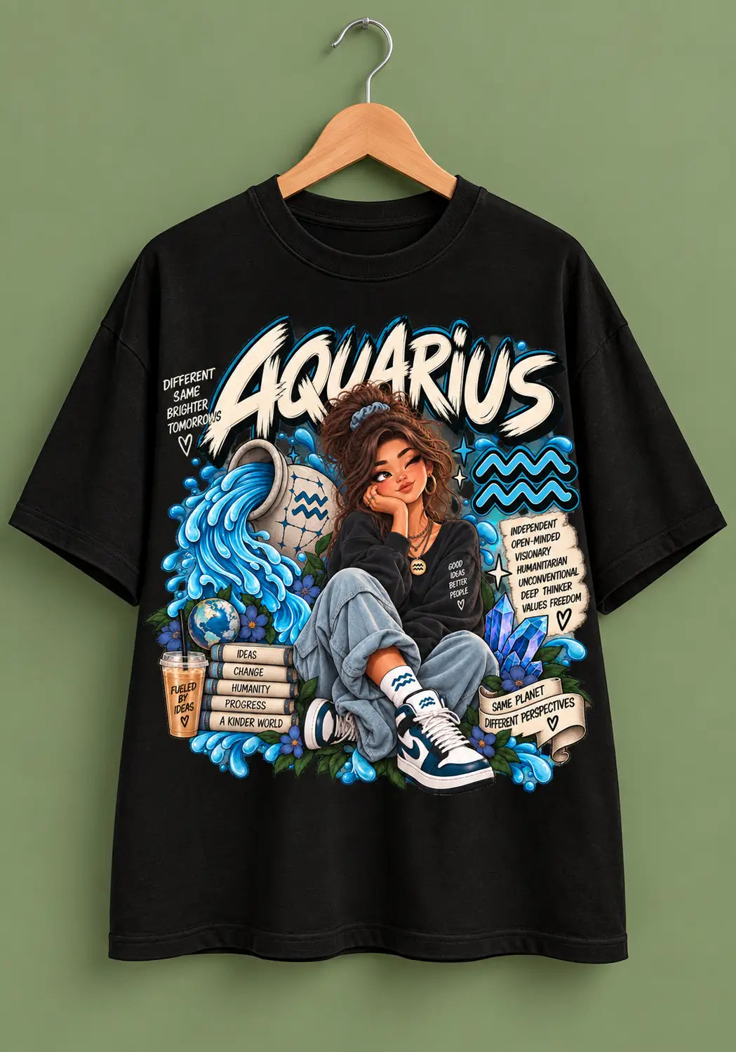 Aquarius Different Same Brighter Tomorrows Oversized T-Shirt