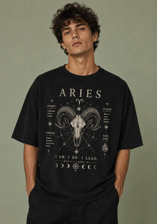 Aries I Am. I Do. I Lead. Oversized T-Shirt