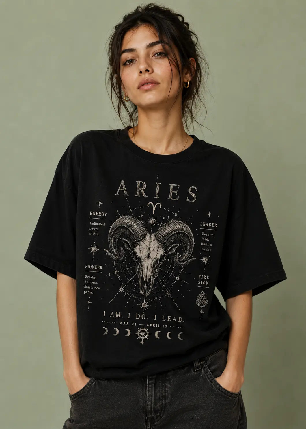 Aries I Am. I Do. I Lead. Oversized T-Shirt