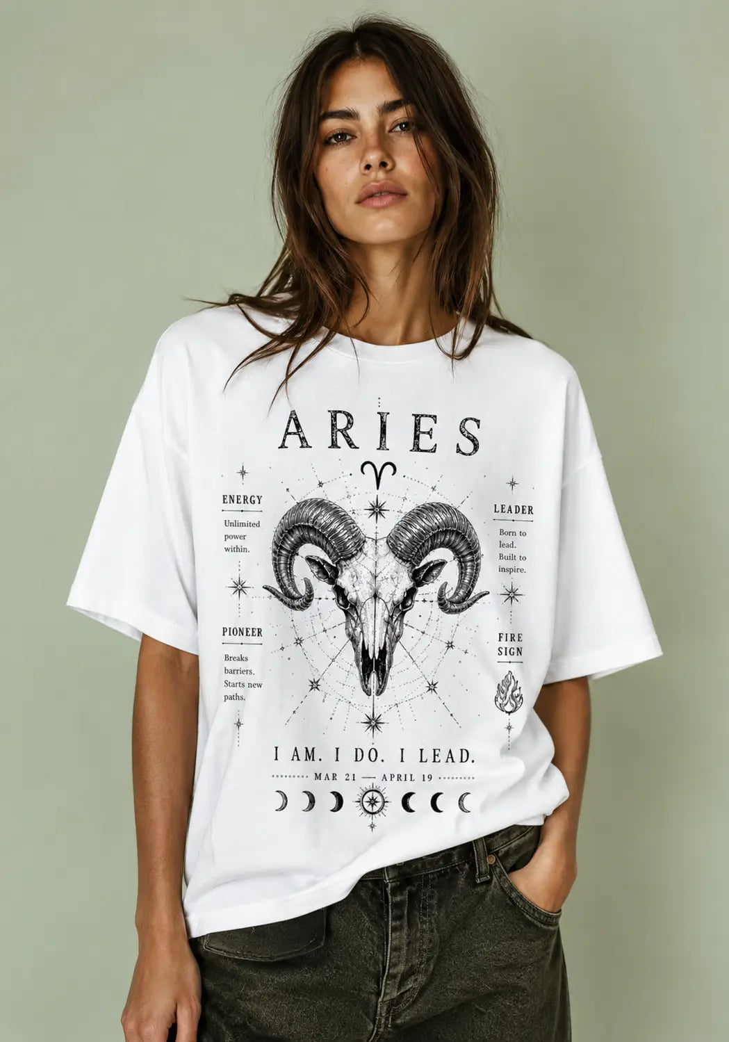 Aries I Am. I Do. I Lead. Oversized T-Shirt