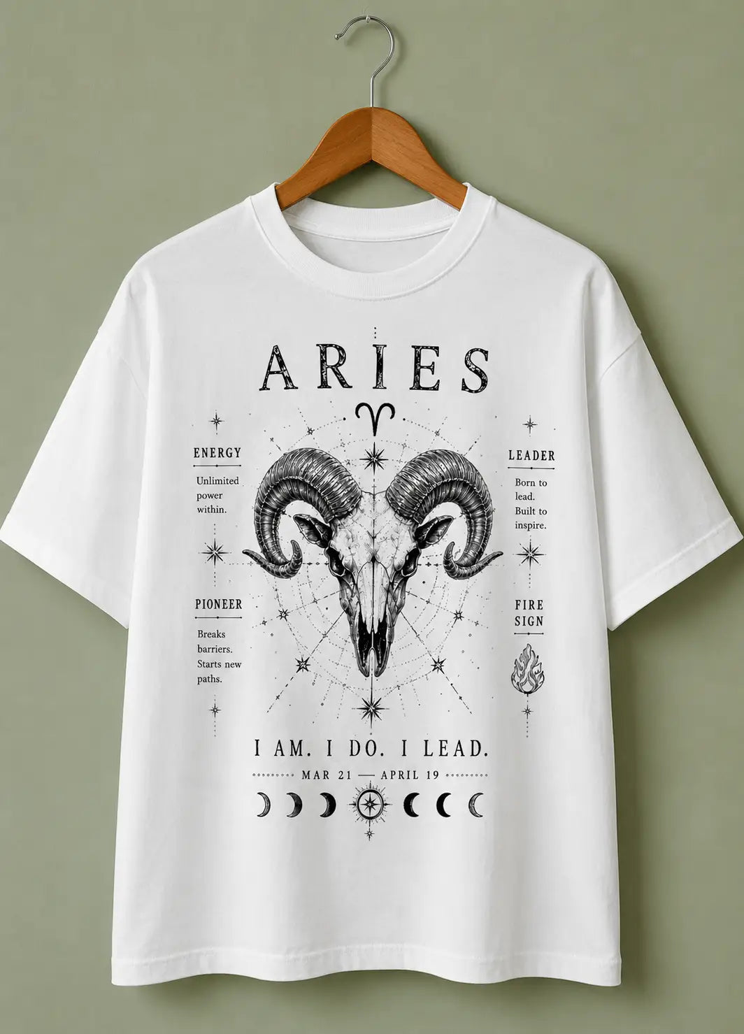 Aries I Am. I Do. I Lead. Oversized T-Shirt