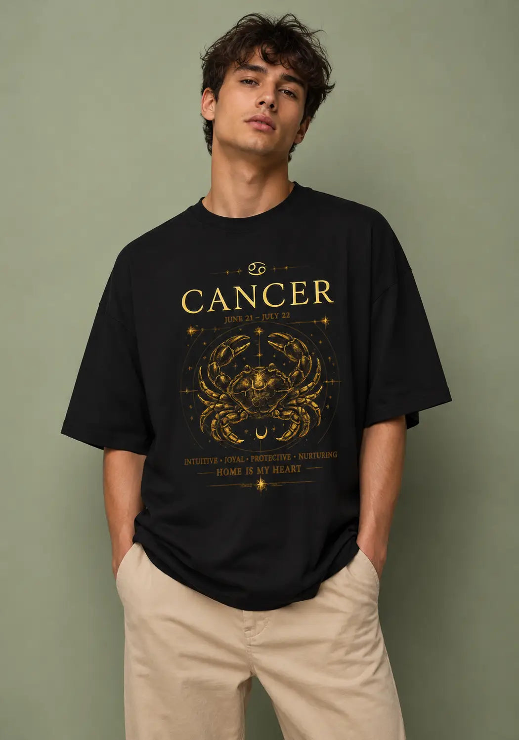 Cancer Home Is My Heart Oversized T-Shirt