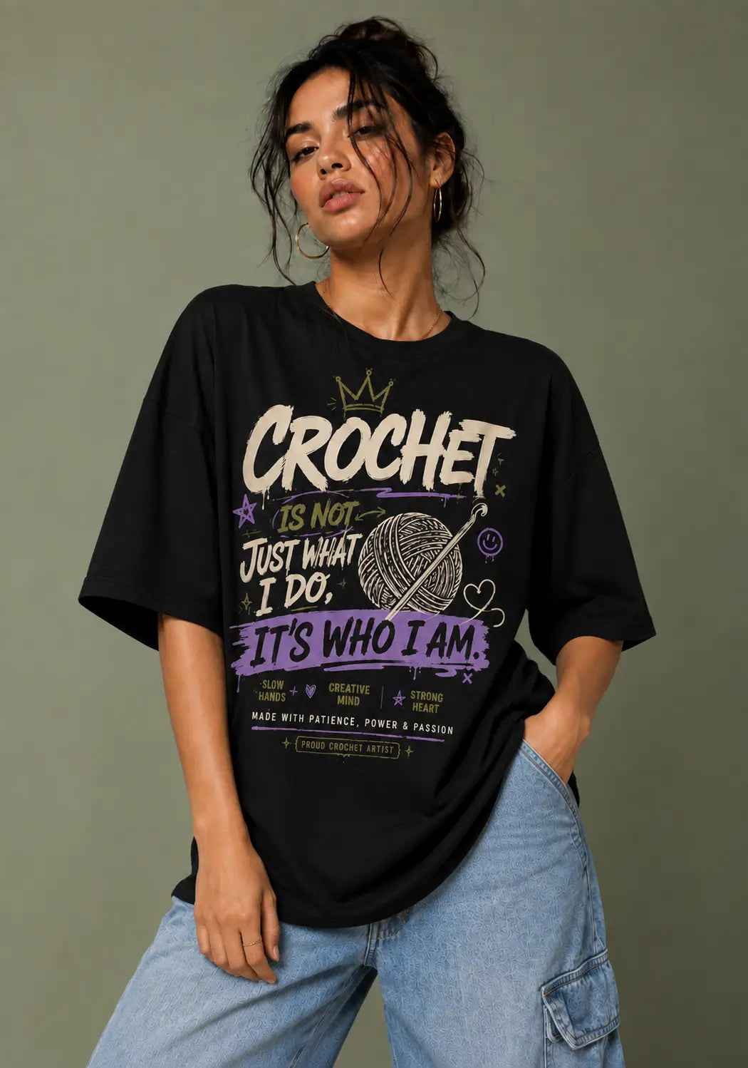 Crochet Is Who I Am Oversized T-Shirt