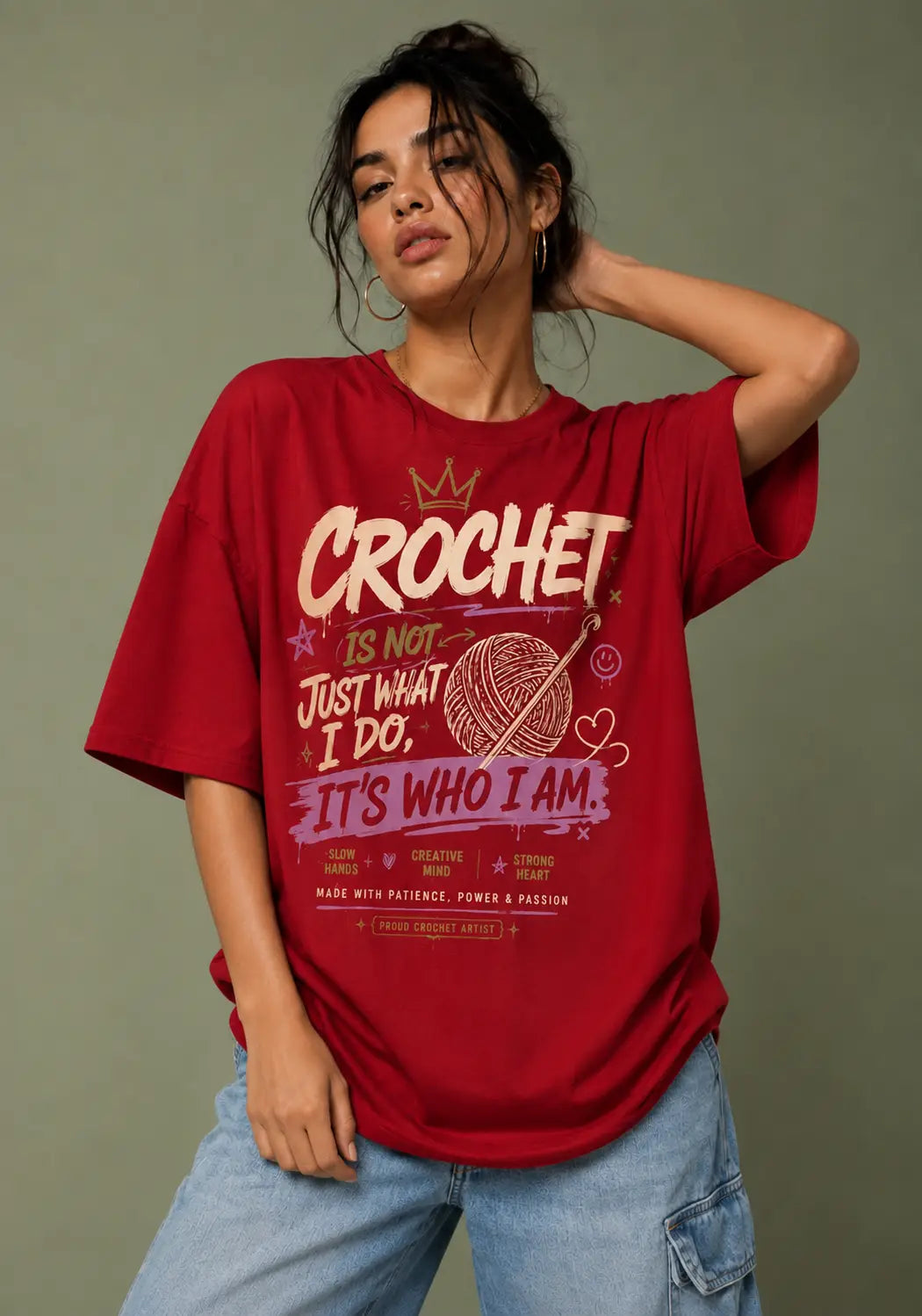 Crochet Is Who I Am Oversized T-Shirt
