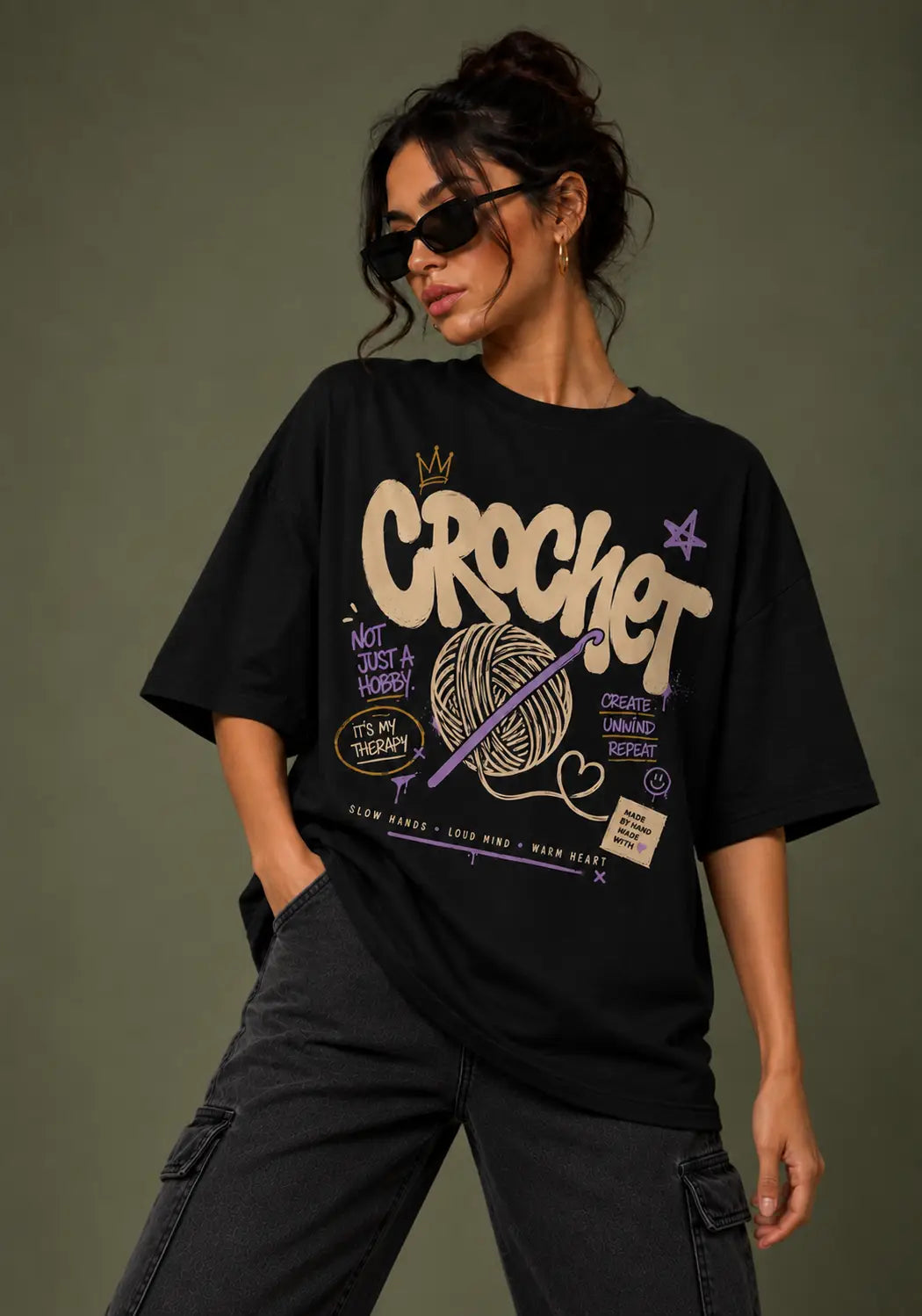 Crochet Is My Therapy Oversized T-Shirt